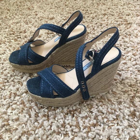 [prada] denim espadrille wedge - Picture 6 of 6